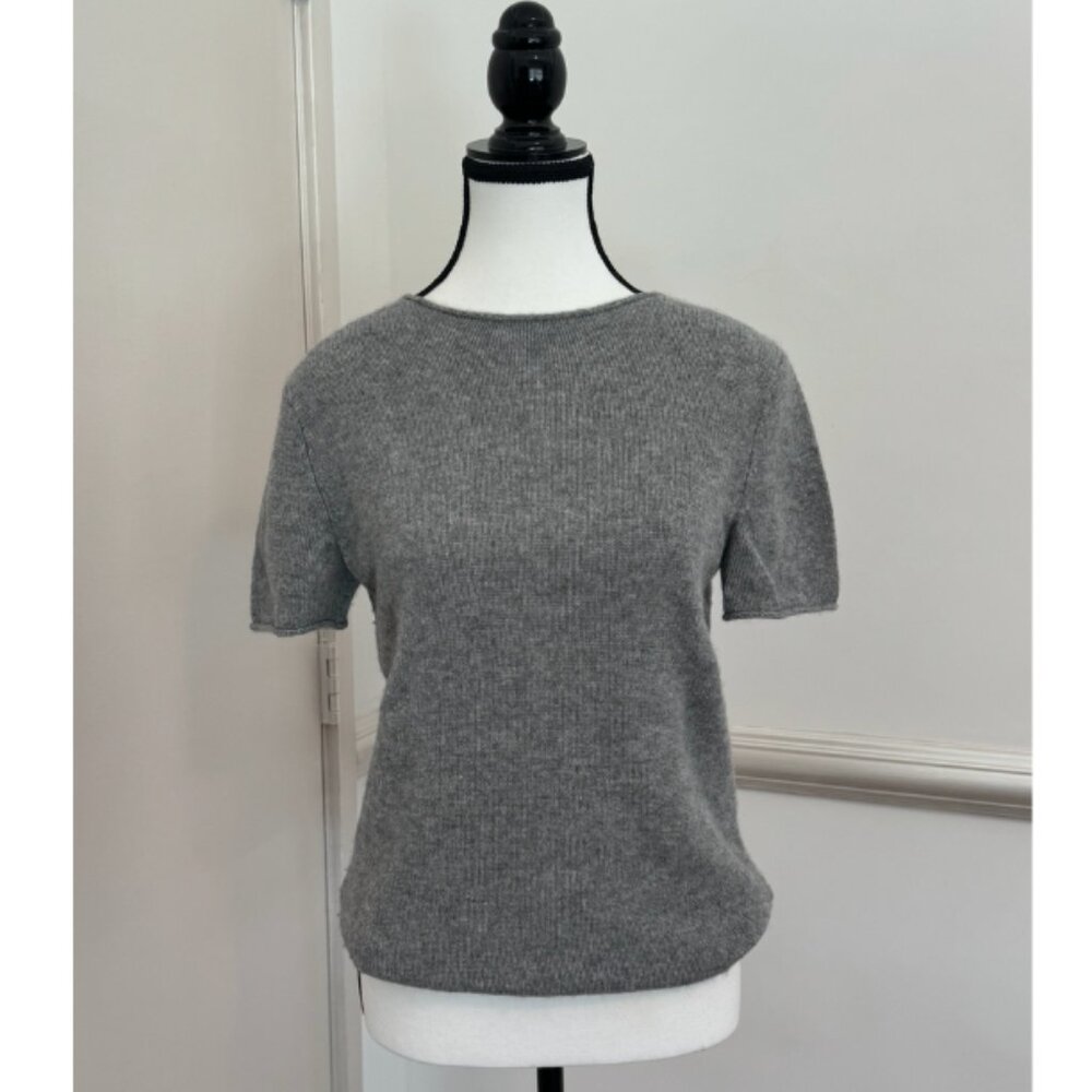 Theory Heather Grey Cashmere Short Sleeve Sweater Tee | Size S